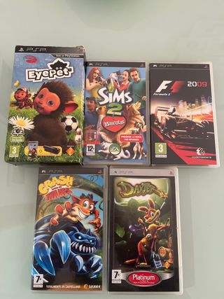 Lote 5 Juegos PSP: Eyepet, Sims 2, F1 2009, Crash,