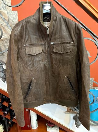 Giubbino/bomber vera pelle vintage marrone