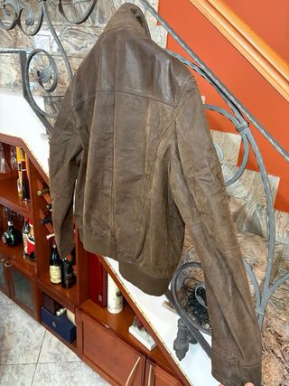 Giubbino/bomber vera pelle vintage marrone