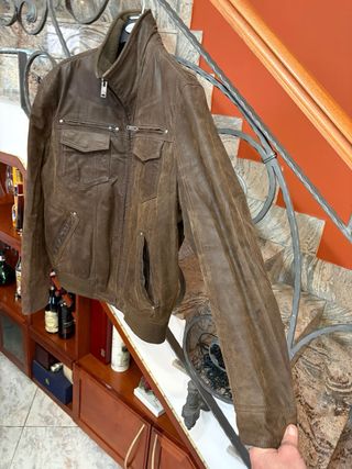 Giubbino/bomber vera pelle vintage marrone