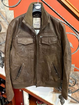 Giubbino/bomber vera pelle vintage marrone