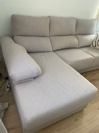 Sofá chaise longue beige tela