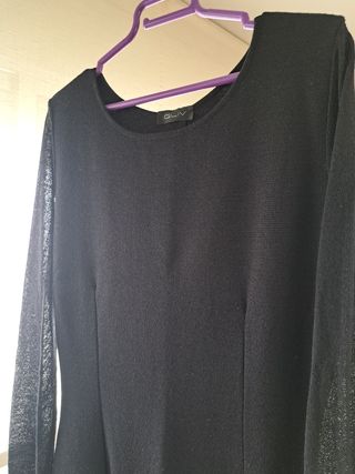 GLIV Elegante Vestido de Lana con Mangas Transpare