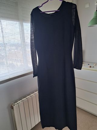 GLIV Elegante Vestido de Lana con Mangas Transpare