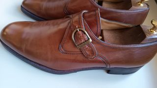 Scarpe Monk Strap Pelle Marrone Uomo