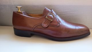 Scarpe Monk Strap Pelle Marrone Uomo