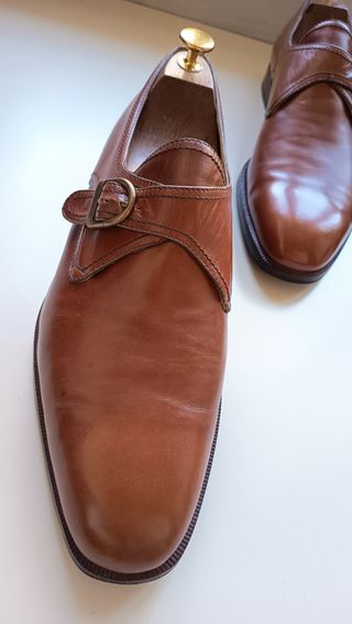 Scarpe Monk Strap Pelle Marrone Uomo