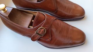 Scarpe Monk Strap Pelle Marrone Uomo