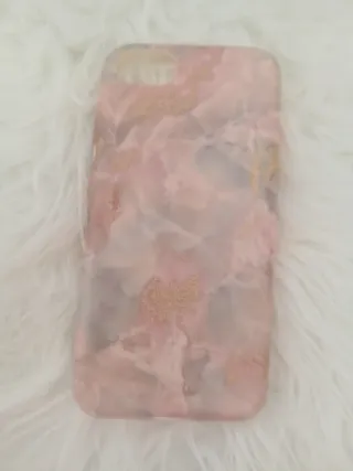 Funda iPhone 8 Marmoleada Rosa y Dorada