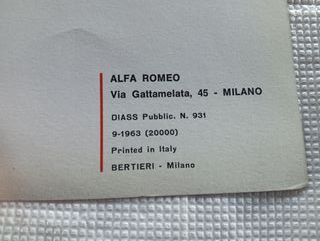 Alfa Romeo GIULIA Ti Manuale USO MANUTENZIONE 1963