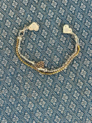 Pulsera Corazón Doble Cadena dorada y plateada