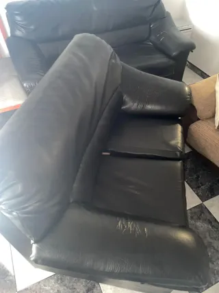 Sofá 3+2 plazas piel negro