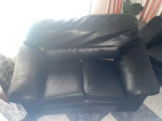 Sofá 3+2 plazas piel negro