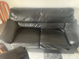 Sofá 3+2 plazas piel negro