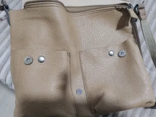 Bolso bandolera cuero sintético beige