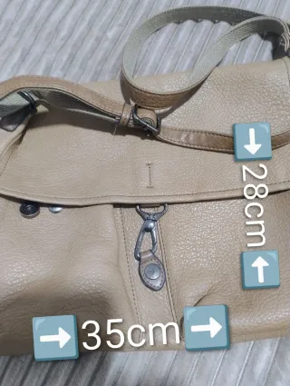 Bolso bandolera cuero sintético beige