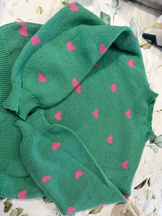 Jersey punto mujer corazones rosa