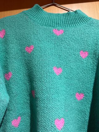 Jersey punto mujer corazones rosa