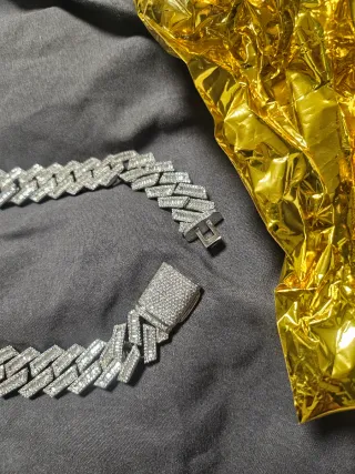 Cadena Cubana 60 cm Plateado Circonitas cubicas