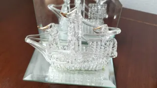 Adorno barco cristal tallado