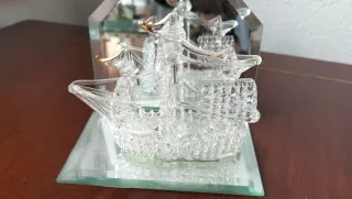 Adorno barco cristal tallado