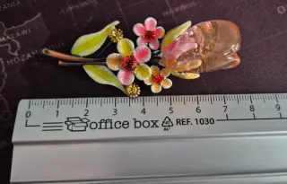 Broche flor rosa y amarillo