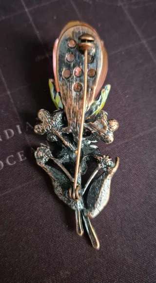 Broche flor rosa y amarillo