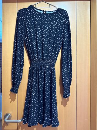 Vestido midi mujer lunares negro y morado