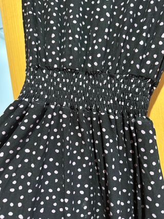 Vestido midi mujer lunares negro y morado