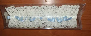 Liga de Novia Encaje Blanco con Azul. Sin estrenar