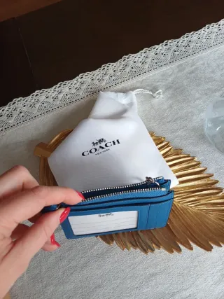Tarjetero Monedero Azul Coach