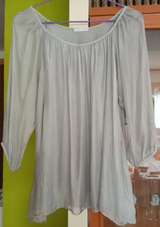 Blusa Seda Mujer Made In Italy Gris