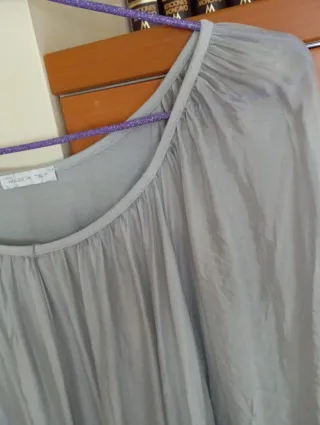 Blusa Seda Mujer Made In Italy Gris