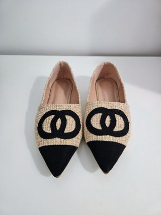 Bailarinas beige y negras talla 38