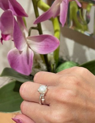 Conjunto Tous Anillo y Collar Perla Plata