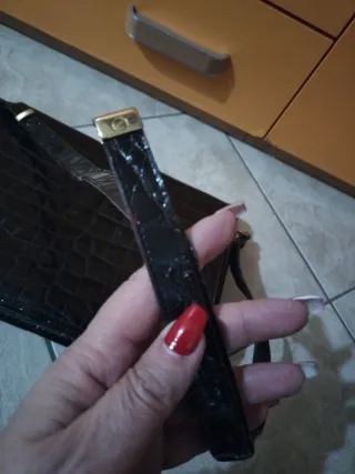 Borsa vintage vera pelle coccodrillo nera