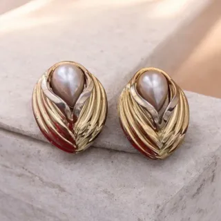 Orecchini vintage clip perla sintetica oro