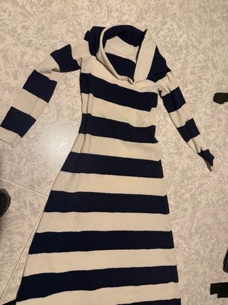 Vestido largo rayas azul y blanco