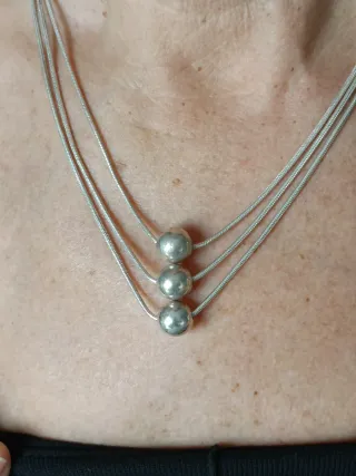 Collana Argento 925 a 3 fili e perle Tubolari