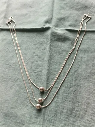 Collana Argento 925 a 3 fili e perle Tubolari