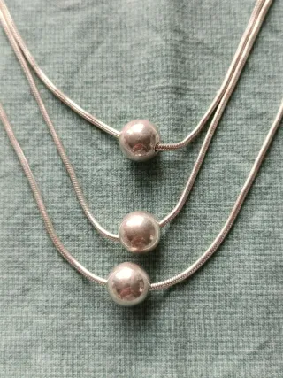 Collana Argento 925 a 3 fili e perle Tubolari