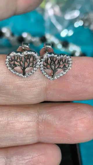Pendientes Corazón Árbol Plata Ley