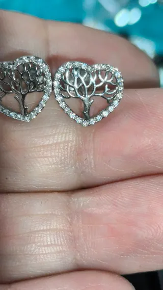 Pendientes Corazón Árbol Plata Ley