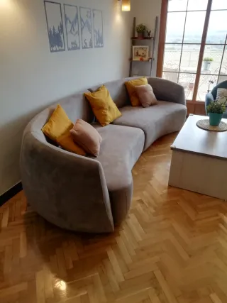 Sofá Curvo Diseño Gris