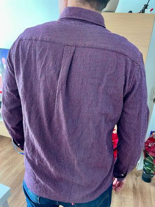 Camisa Zara cuadros hombre burdeos/ morado