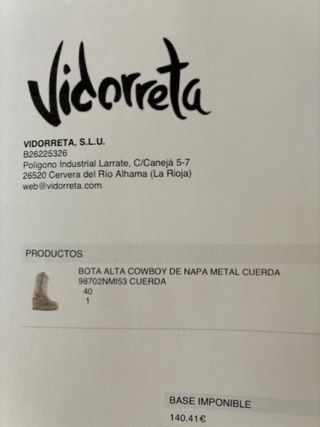 Bota alta Cowboy Vidorreta