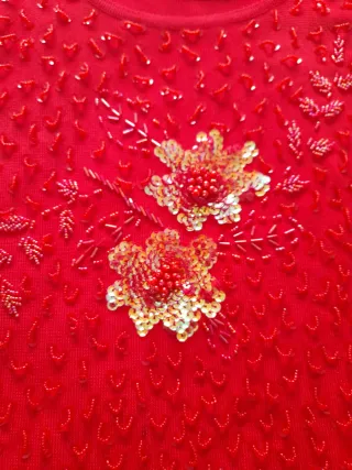 Camiseta fiesta lentejuelas flores