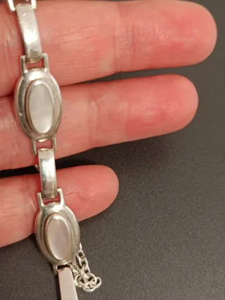 Pulsera Plata y Nácar Ovalada