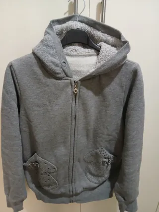 Giacca felpata con cappuccio grigia