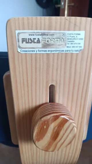 Silla ergonómica madera cojines azules